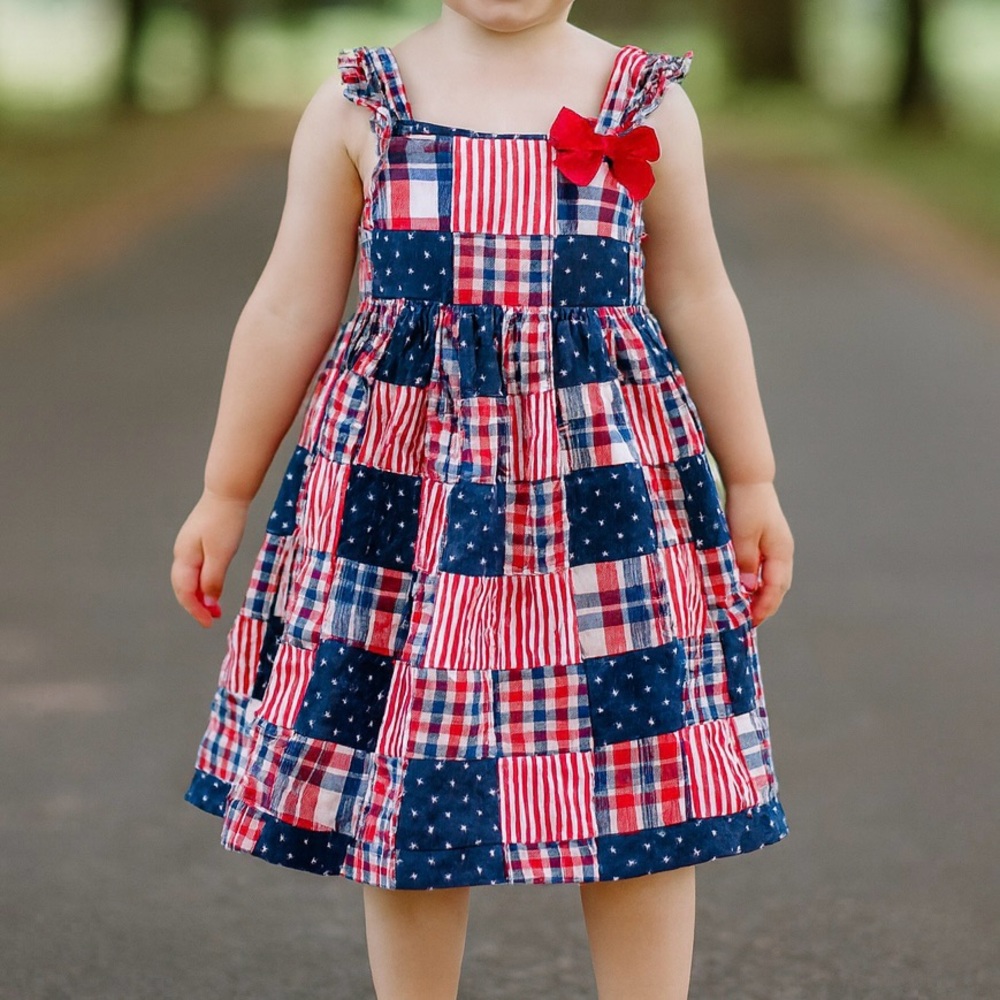 Gymboree Red and Blue Patchwork Sundress with Bow